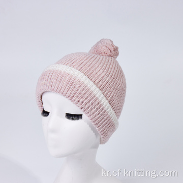여성을위한 핑크 컬러 겨울 비니 모자